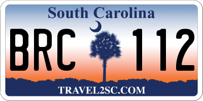 SC license plate BRC112