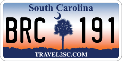 SC license plate BRC191