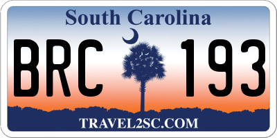 SC license plate BRC193
