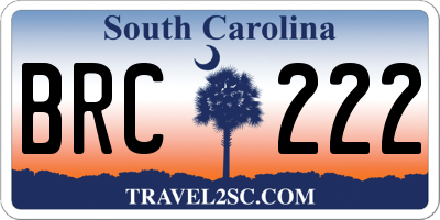 SC license plate BRC222