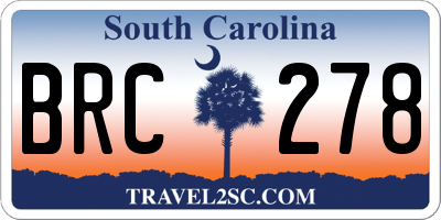 SC license plate BRC278
