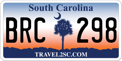 SC license plate BRC298