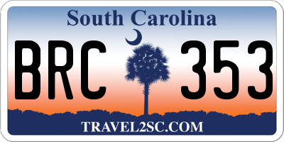SC license plate BRC353