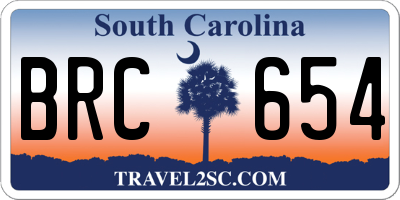 SC license plate BRC654