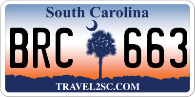 SC license plate BRC663