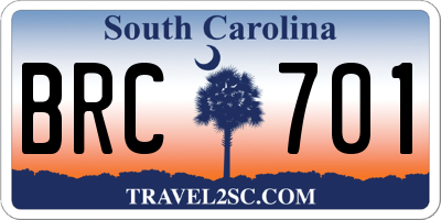 SC license plate BRC701