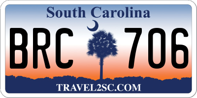 SC license plate BRC706