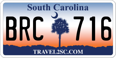 SC license plate BRC716