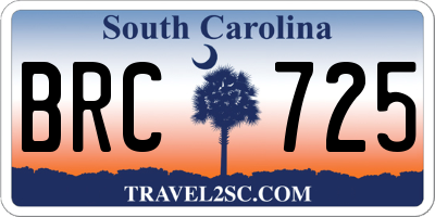 SC license plate BRC725