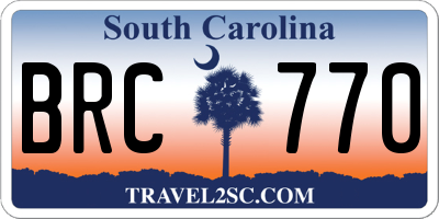 SC license plate BRC770