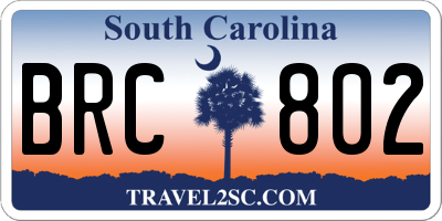 SC license plate BRC802