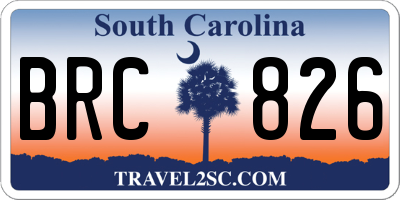SC license plate BRC826