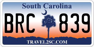 SC license plate BRC839