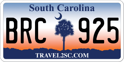 SC license plate BRC925