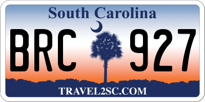 SC license plate BRC927