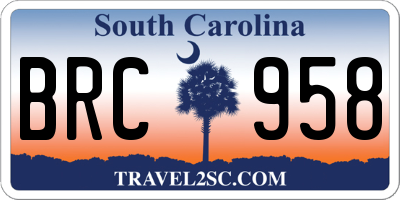 SC license plate BRC958