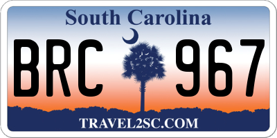SC license plate BRC967