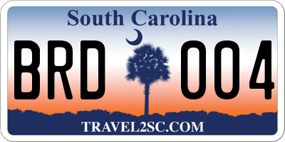 SC license plate BRD004