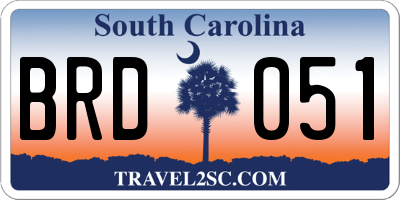 SC license plate BRD051