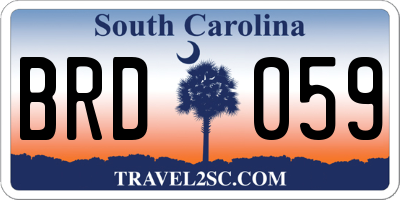 SC license plate BRD059