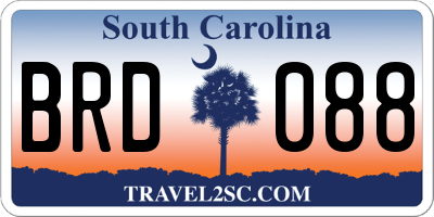 SC license plate BRD088