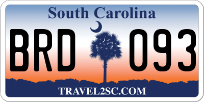 SC license plate BRD093