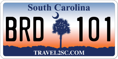 SC license plate BRD101