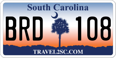 SC license plate BRD108