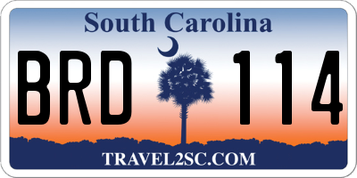 SC license plate BRD114
