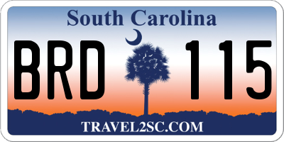 SC license plate BRD115