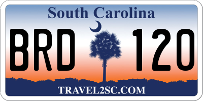 SC license plate BRD120