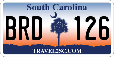 SC license plate BRD126