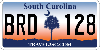 SC license plate BRD128