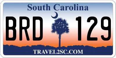 SC license plate BRD129
