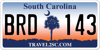 SC license plate BRD143