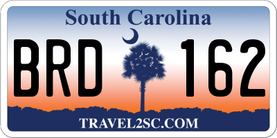 SC license plate BRD162