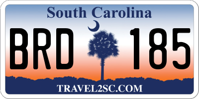 SC license plate BRD185