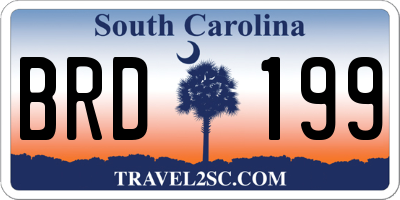SC license plate BRD199