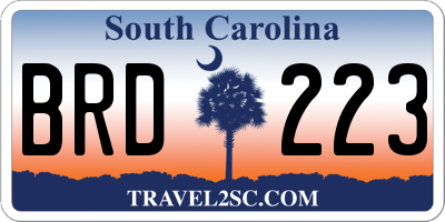 SC license plate BRD223