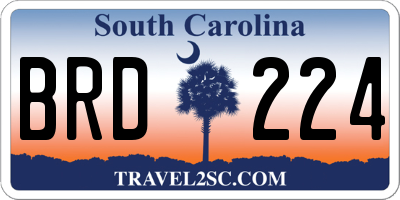SC license plate BRD224