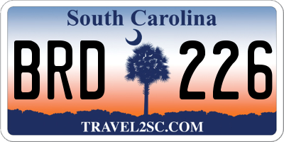 SC license plate BRD226