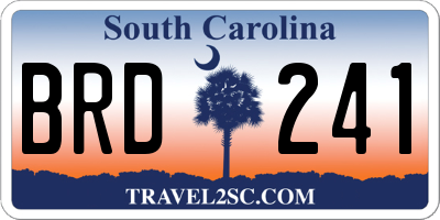 SC license plate BRD241