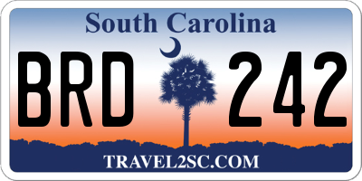 SC license plate BRD242