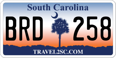 SC license plate BRD258