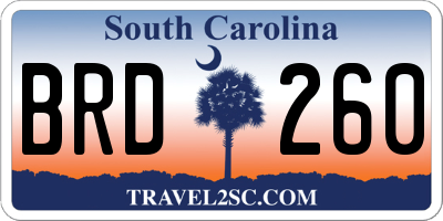 SC license plate BRD260