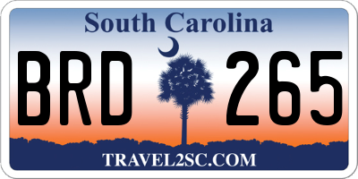 SC license plate BRD265