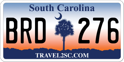 SC license plate BRD276
