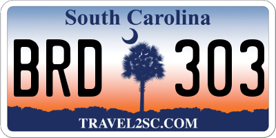 SC license plate BRD303