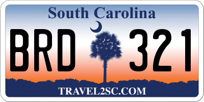 SC license plate BRD321