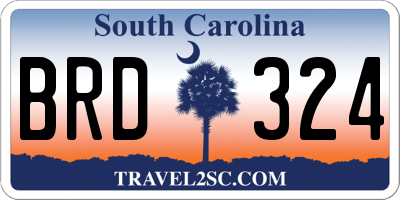 SC license plate BRD324